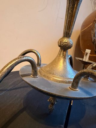 Lámpara de techo antigua metal dorado y plateado