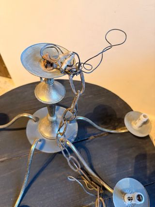 Lámpara de techo antigua metal dorado y plateado