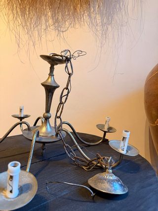 Lámpara de techo antigua metal dorado y plateado