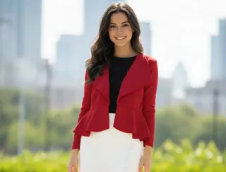 Chaqueta roja con peplum