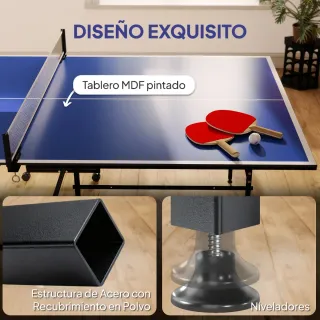 Mesa Ping Pong Plegable con Ruedas y Red
