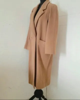 Cappotto Lana Beige Lungo Donna, 2 tasche, tg.L