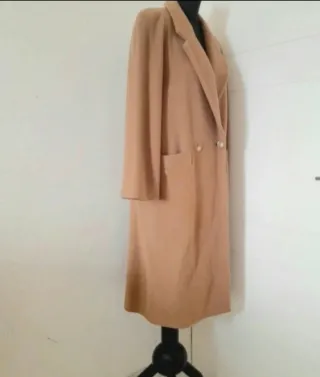 Cappotto Lana Beige Lungo Donna, 2 tasche, tg.L