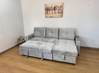 Sofá chaise longue de terciopelo negro