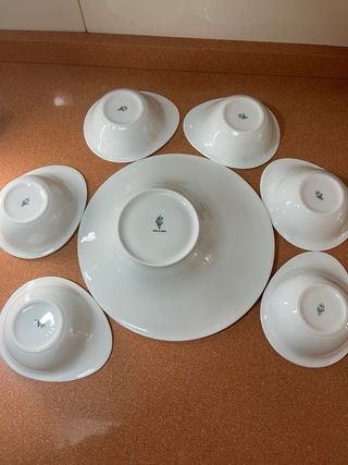 Fuente y bols de porcelana blanca