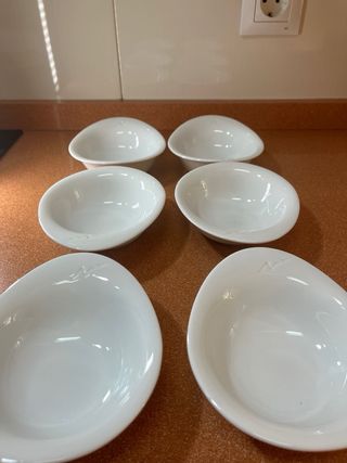 Fuente y bols de porcelana blanca