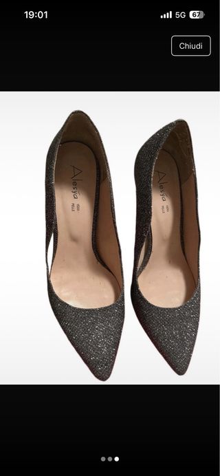Scarpe con tacco glitterate grigio/argento