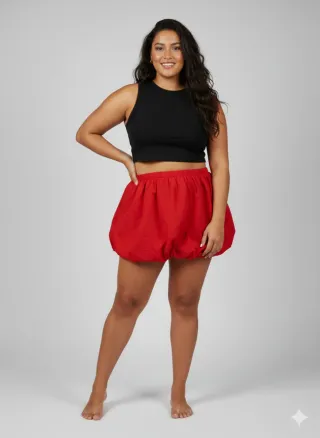 Falda globo mini roja