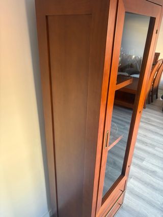 Vitrina cristal y mueble bajo para televisión