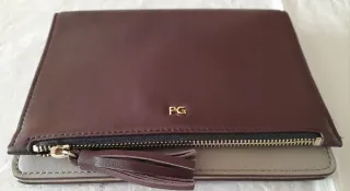 Bolso de piel burdeos y gris