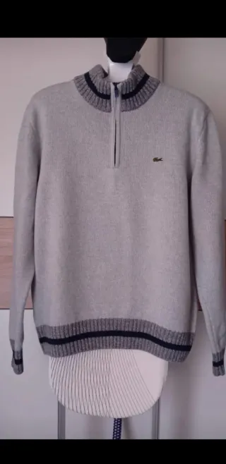 Jersey Lacoste gris con cremallera