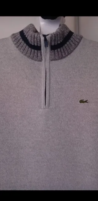 Jersey Lacoste gris con cremallera
