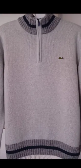 Jersey Lacoste gris con cremallera