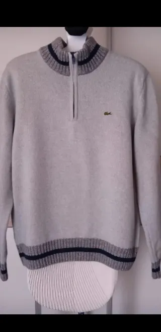 Jersey Lacoste gris con cremallera