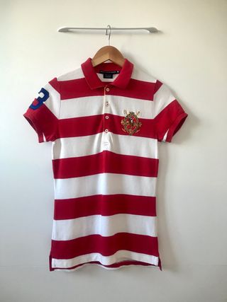 Polo Ralph Lauren Mujer M Rayas Rojo Blanco