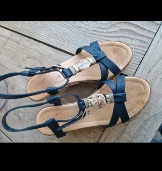 Sandali Niweile Zeppa Beige/Nero Tg 35