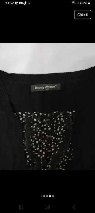 Maglioncino Beauty Women nero con pois bianchi