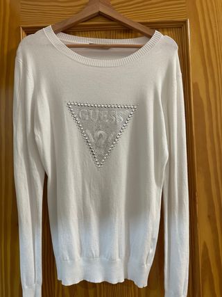 Jersey Guess Blanco con Pedrería