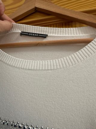 Jersey Guess Blanco con Pedrería