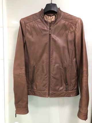 Cazadora de piel Jessica marrón