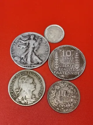 Lote 5 monedas plata diferentes