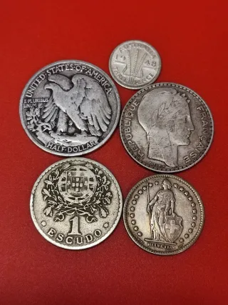 Lote 5 monedas plata diferentes