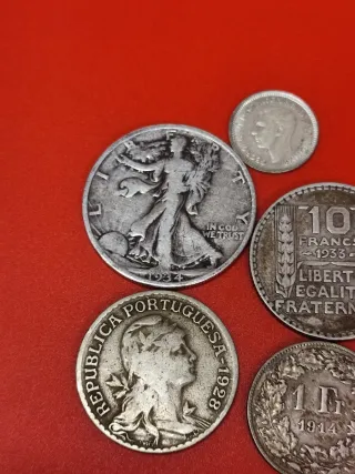 Lote 5 monedas plata diferentes