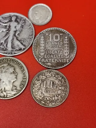 Lote 5 monedas plata diferentes