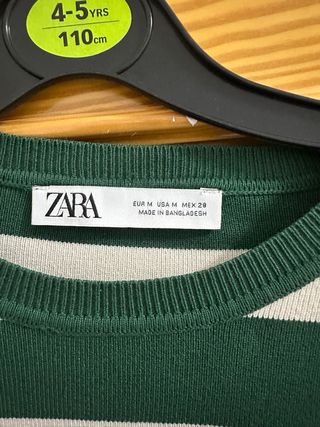 Jersey Zara rayas verde y beige