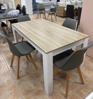 Pack Mesa Rectangular + 4 Sillas Grises