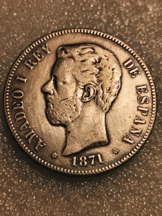 5 Pesetas 1871*73 TROQUELADA