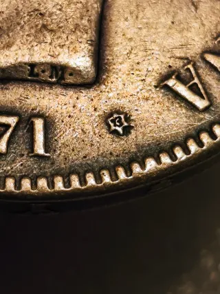 5 Pesetas 1871*73 TROQUELADA