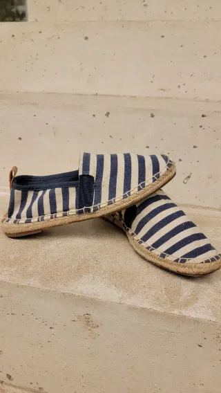 Alpargatas Rayas Marinas Beige y Azul