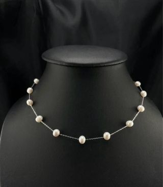 Collar plata perlas 6 mm