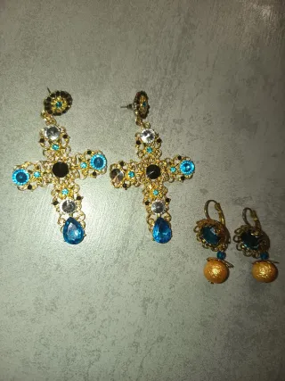 Pack Pendientes Cruz y Aro Dorados