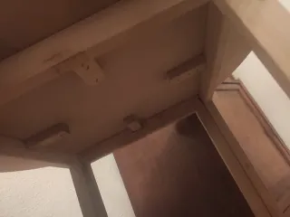 Mesa camilla madera con cristal, faldas y tapete