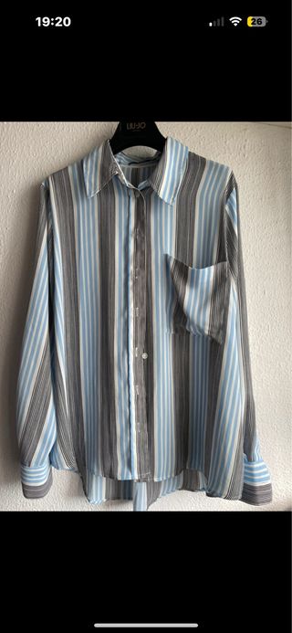 Camisa Liu Jo rayas azul, gris y blanco