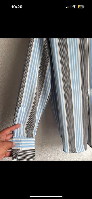 Camisa Liu Jo rayas azul, gris y blanco