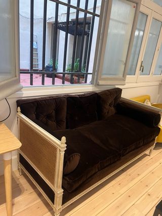 Sofá cama diván de terciopelo marrón