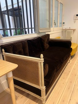 Sofá cama diván de terciopelo marrón