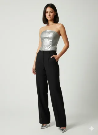 Top plateado sin tirantes