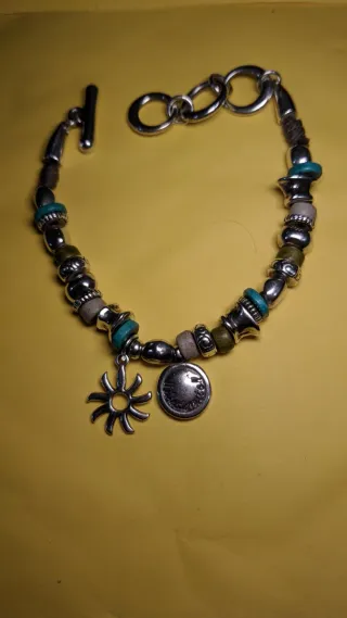 Pulsera Pikadura plateada  y Turquesa