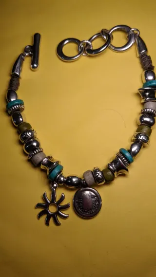 Pulsera Pikadura plateada  y Turquesa