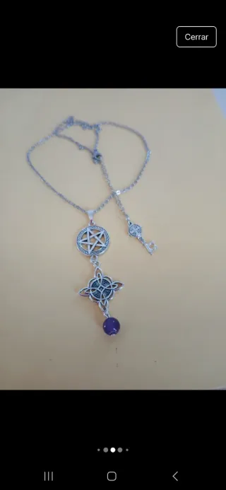 Colgante Nudo Bruja, Pentagrama y Amatista y llave