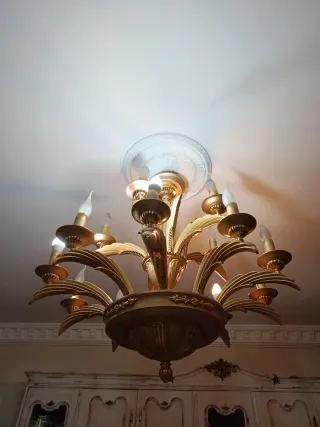 2 Lámparas de techo dorada