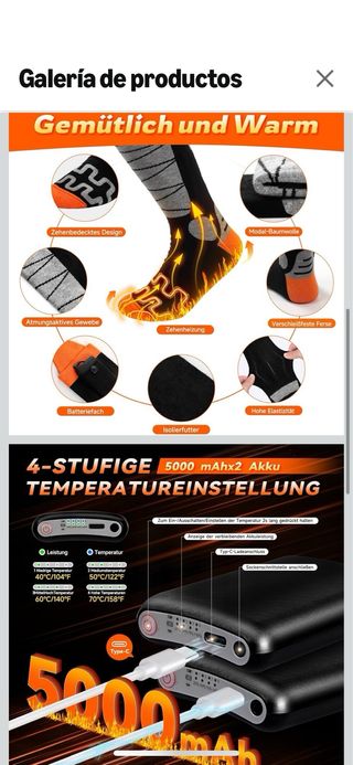 Calcetines térmicos recargables