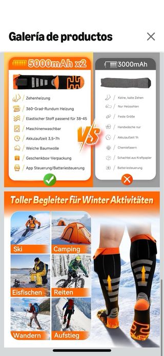 Calcetines térmicos recargables