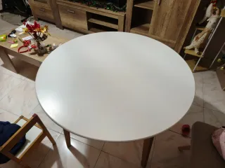 Mesa Comedor Redonda Madera Blanca