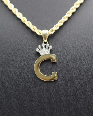 COLGANTE LETRA C CON CIRCONITAS - 18K