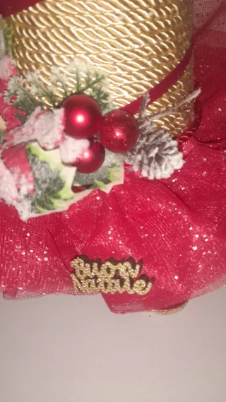 Decorazione Natalizia Cono Oro e Rosso
